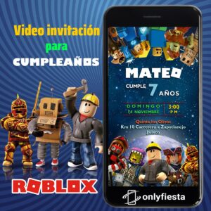Roblox Niño- Invitación Cumpleaños - Video/Animada/Digital